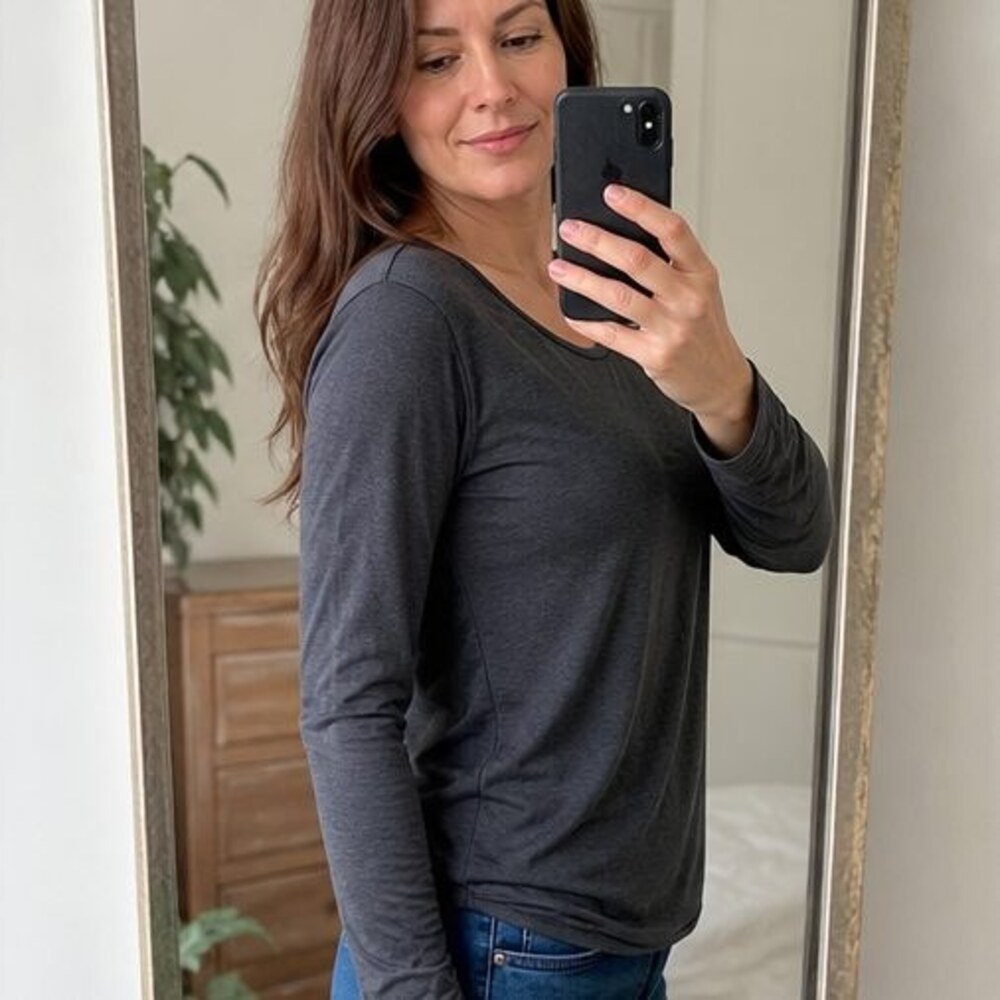 Gray Smocked Top - Picture 3 of 6